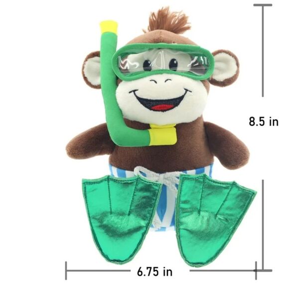 2 Pc Snorkeling Plush Buddies Monkey & Hippo - Picture 9 of 9